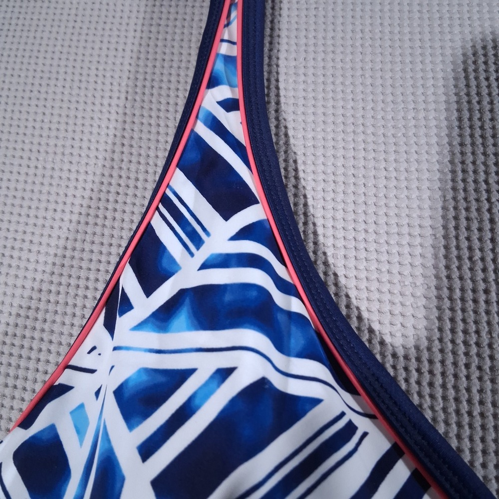 South Point Plus Geometric Tankini Set Blue White Pink 22W Top 16W Shorts NWT - Picture 12 of 16